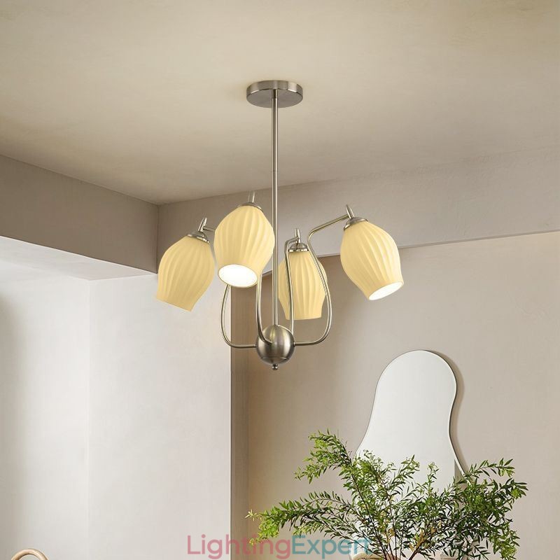 Nordic Pendant Light Creative Wrought Iron Sand Nickel Flower Stamen Ceiling Light