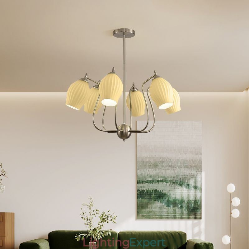 Nordic Pendant Light Creative Wrought Iron Sand Nickel Flower Stamen Ceiling Light