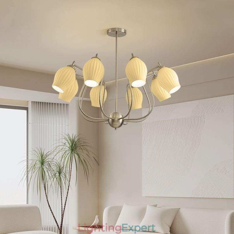 Nordic Pendant Light Creative Wrought Iron Sand Nickel Flower Stamen Ceiling Light