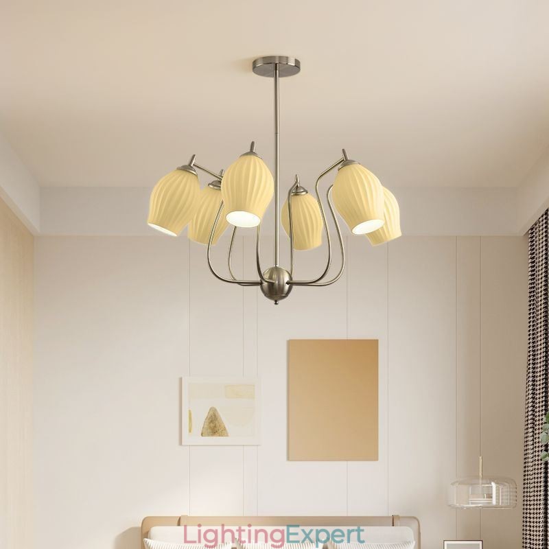 Nordic Pendant Light Creative Wrought Iron Sand Nickel Flower Stamen Ceiling Light