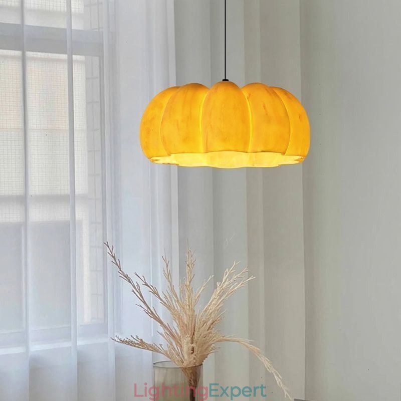 Single Head Pumpkin Pendant Light Japanese Retro Ceiling Light