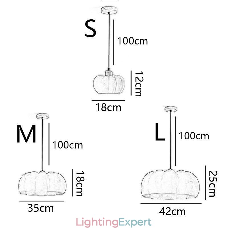 Single Head Pumpkin Pendant Light Japanese Retro Ceiling Light
