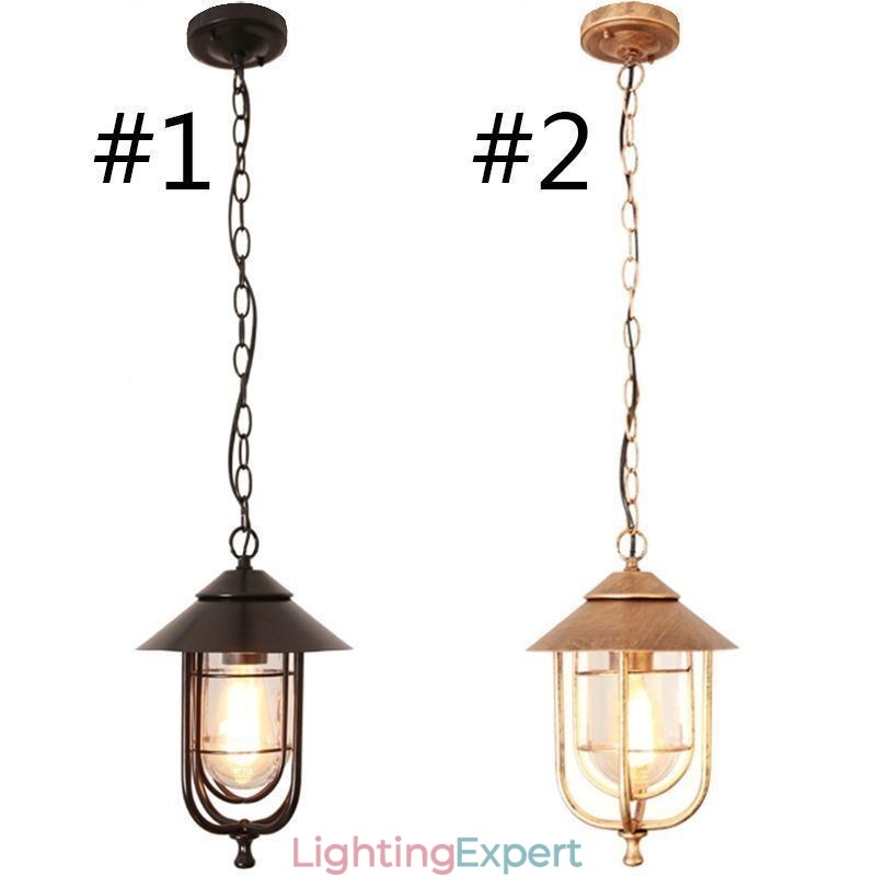 American Retro Outdoor Light Waterproof Birdcage Shape Pendant Light Garden