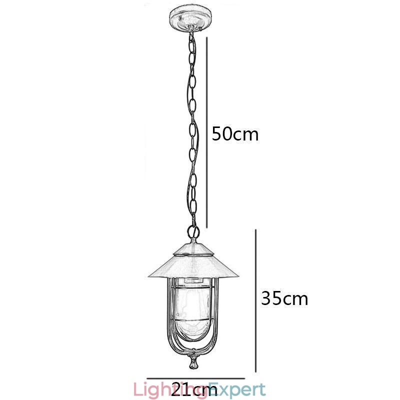 American Retro Outdoor Light Waterproof Birdcage Shape Pendant Light Garden