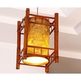 Retro Lantern Wood Bamboo Chandelier