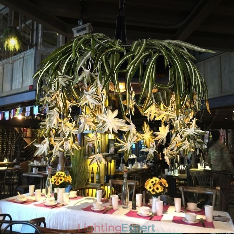 Home Pendant Lamp Industrial Style Artificial Plant Decorated Chandelier