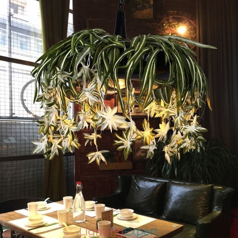 Home Pendant Lamp Industrial Style Artificial Plant Decorated Chandelier