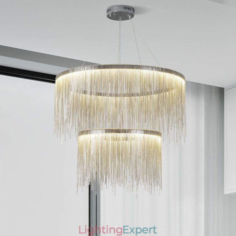 Luxury Tassel Pendant Light Round Chandelier