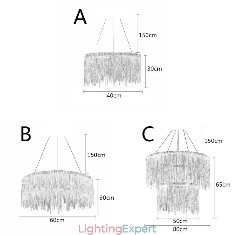 Luxury Tassel Pendant Light Round Chandelier