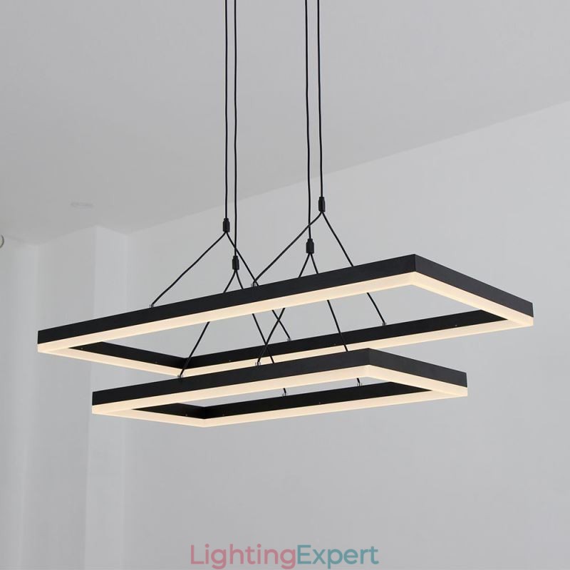Modern Frame Pendant Light Acrylic Black Chandelier