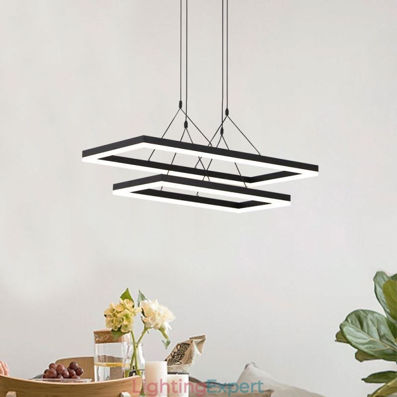 Modern Frame Pendant Light Acrylic Black Chandelier