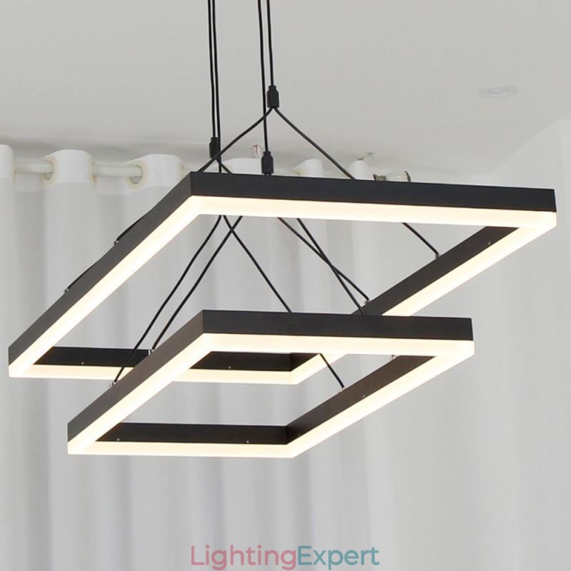 Modern Frame Pendant Light Acrylic Black Chandelier