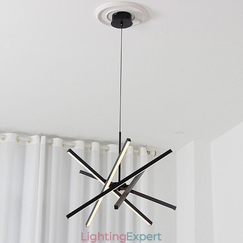 Modern Pendant Light Dimmable Black Strip Ceiling Lamp
