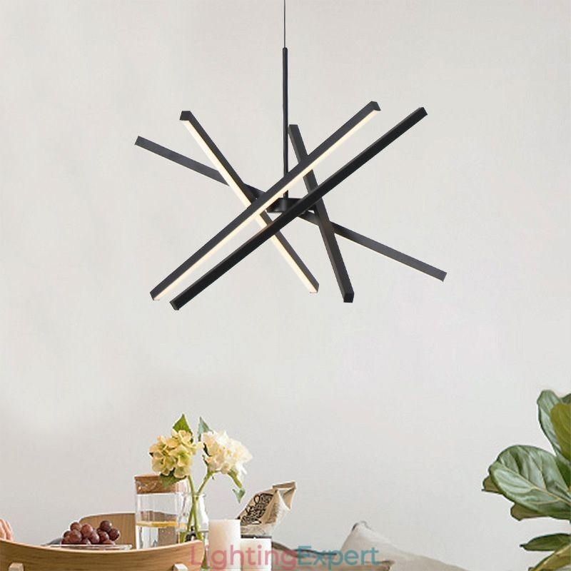 Modern Pendant Light Dimmable Black Strip Ceiling Lamp