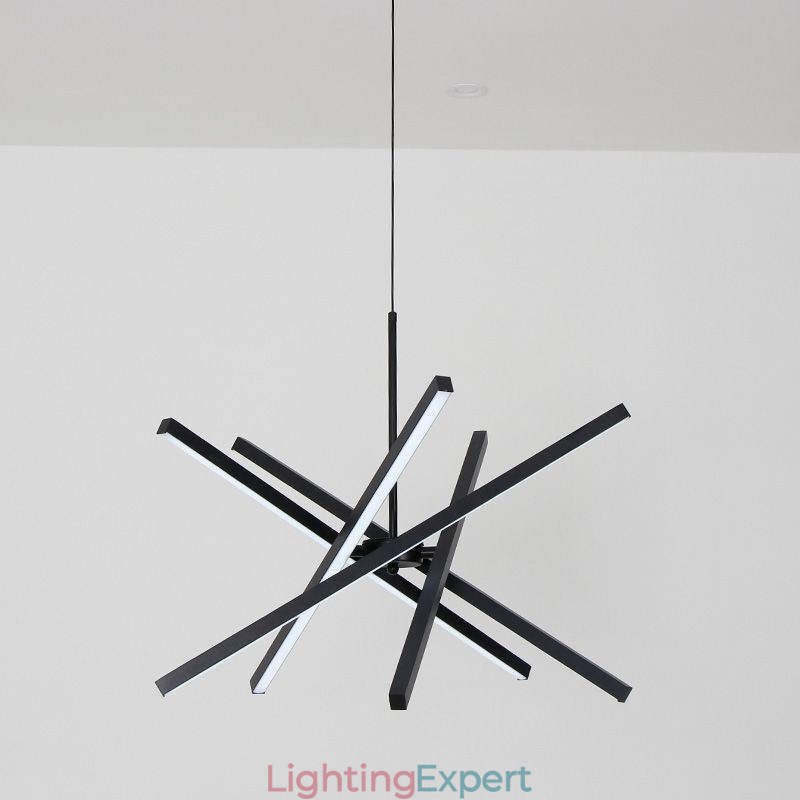 Modern Pendant Light Dimmable Black Strip Ceiling Lamp