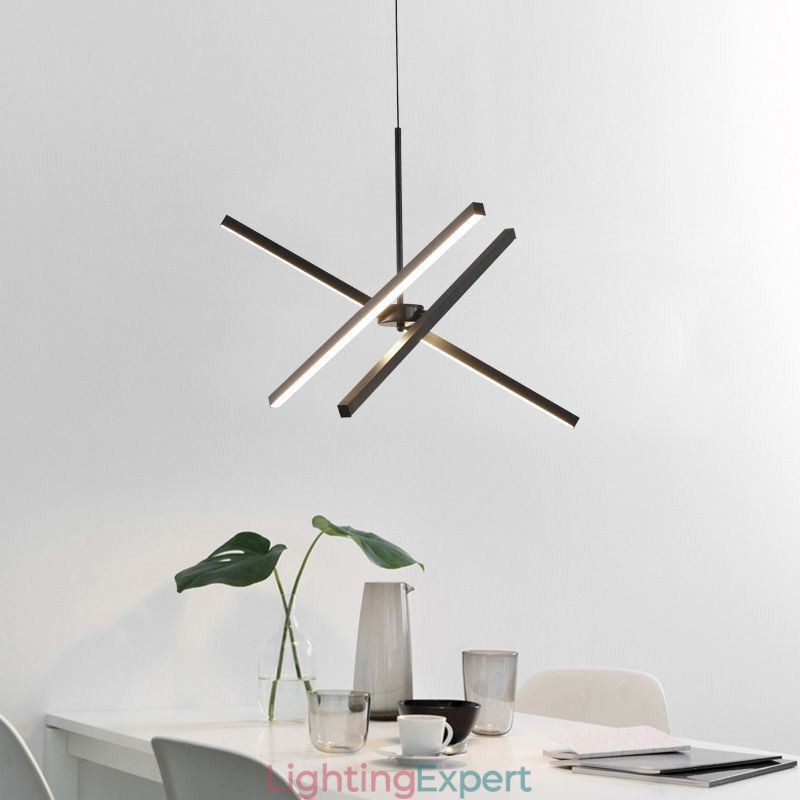 Modern Pendant Light Dimmable Black Strip Lamp