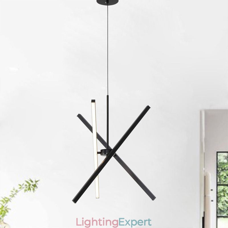 Modern Pendant Light Dimmable Black Strip Lamp