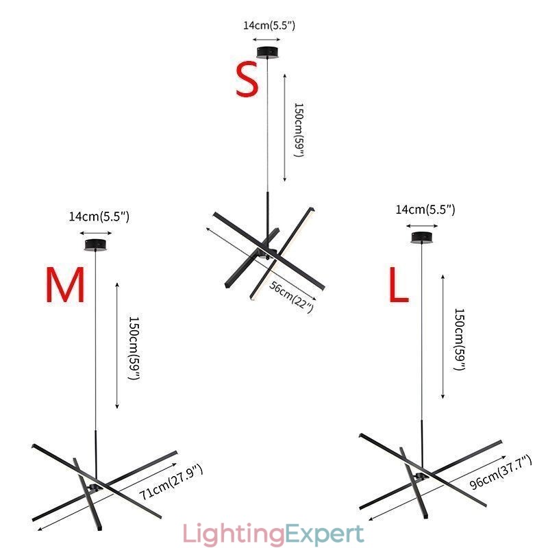 Modern Pendant Light Dimmable Black Strip Lamp