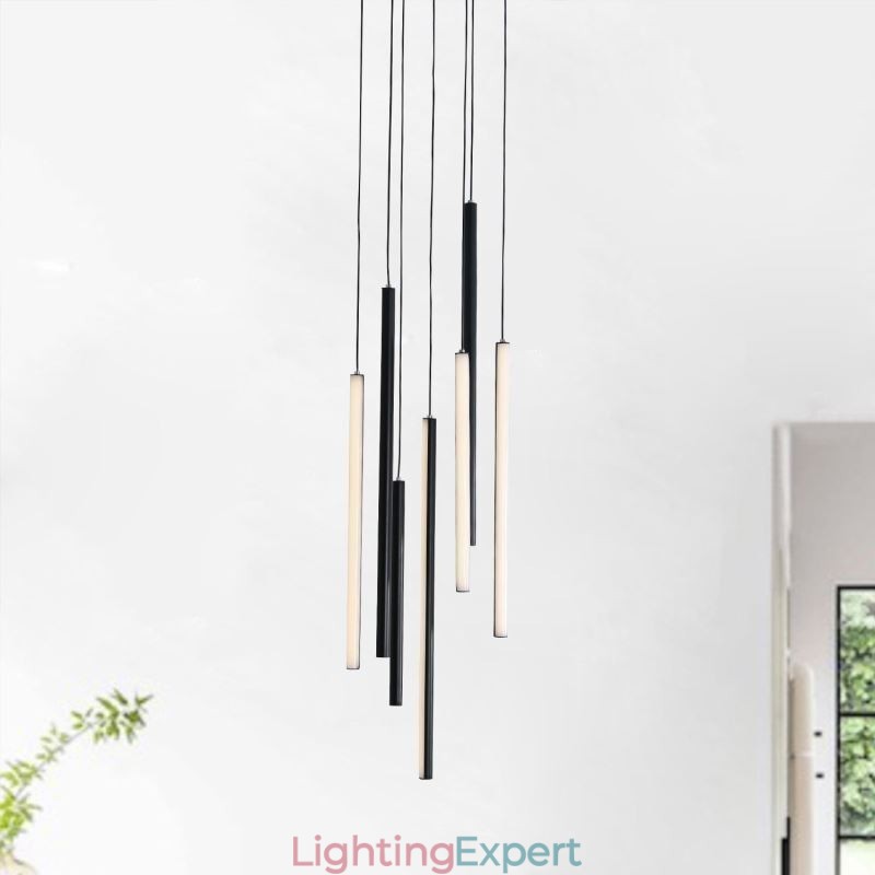 Modern Chandelier Long Strip Pendant Light Duplex Building