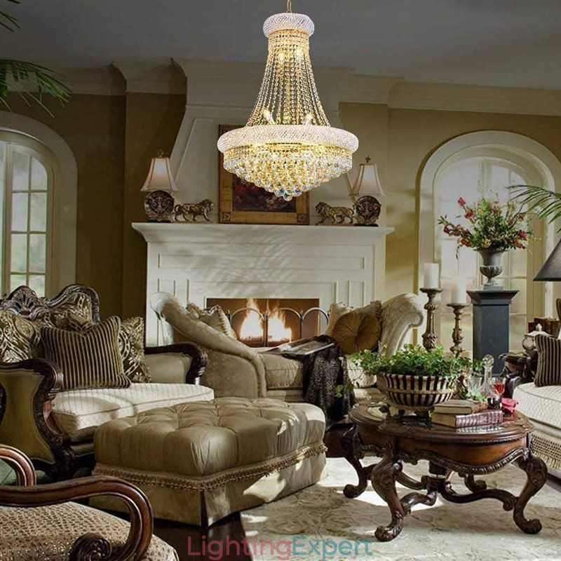 Crown Shaped Chandelier Luxurious Crystal Pendant Light