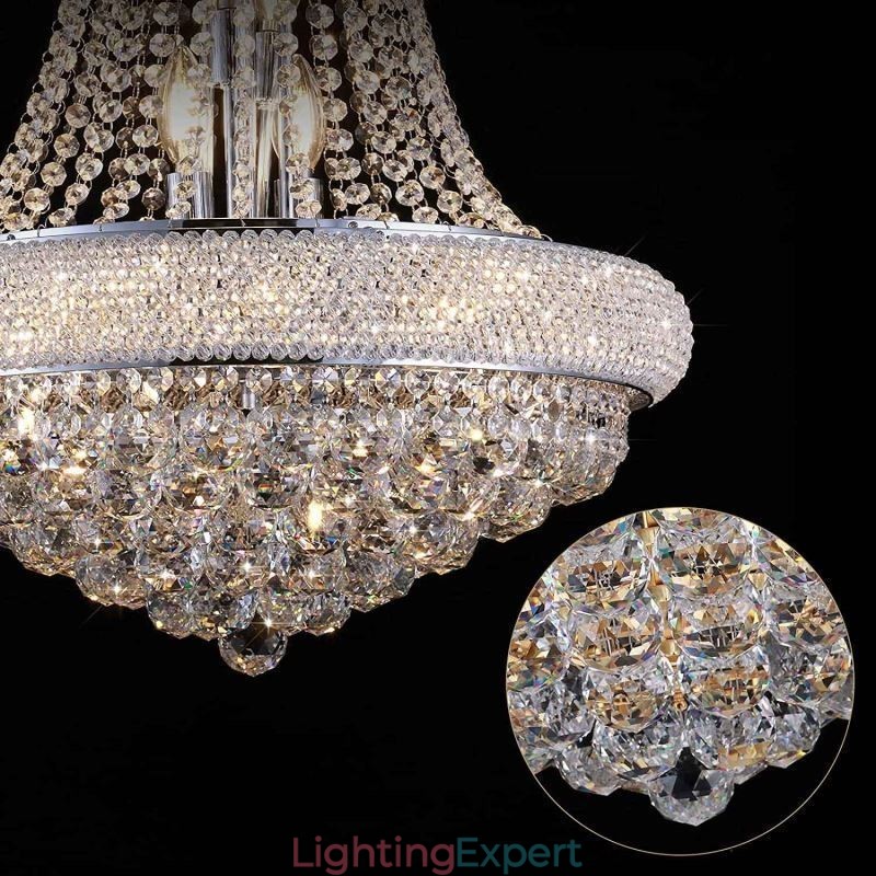 Crown Shaped Chandelier Luxurious Crystal Pendant Light