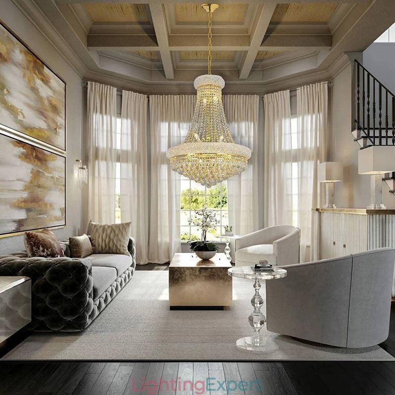 Crown Shaped Chandelier Luxurious Crystal Pendant Light