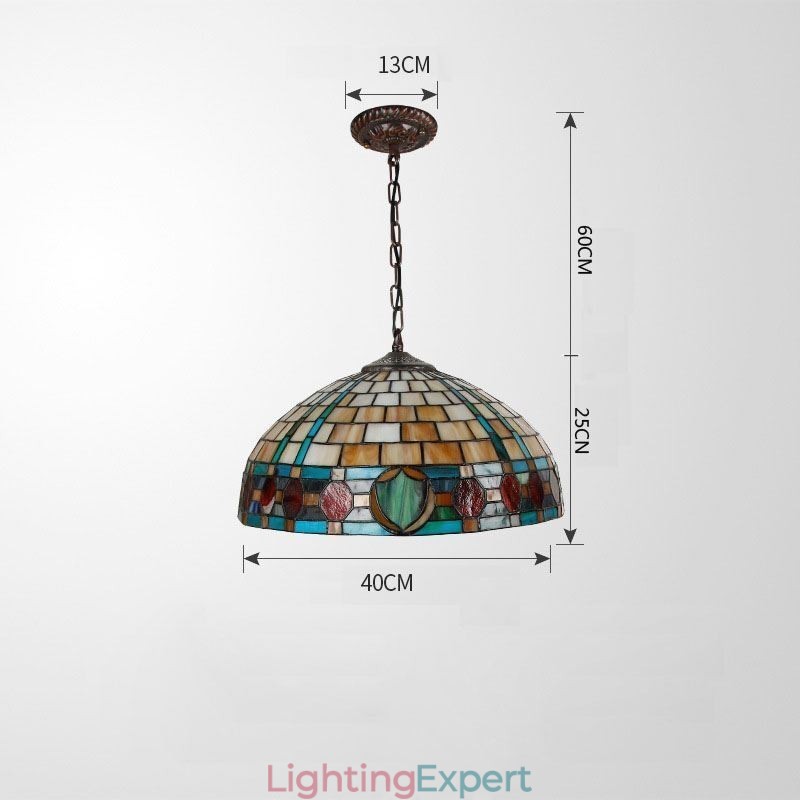 Stained Glass Pendant Light Vintage Hanging Lamp