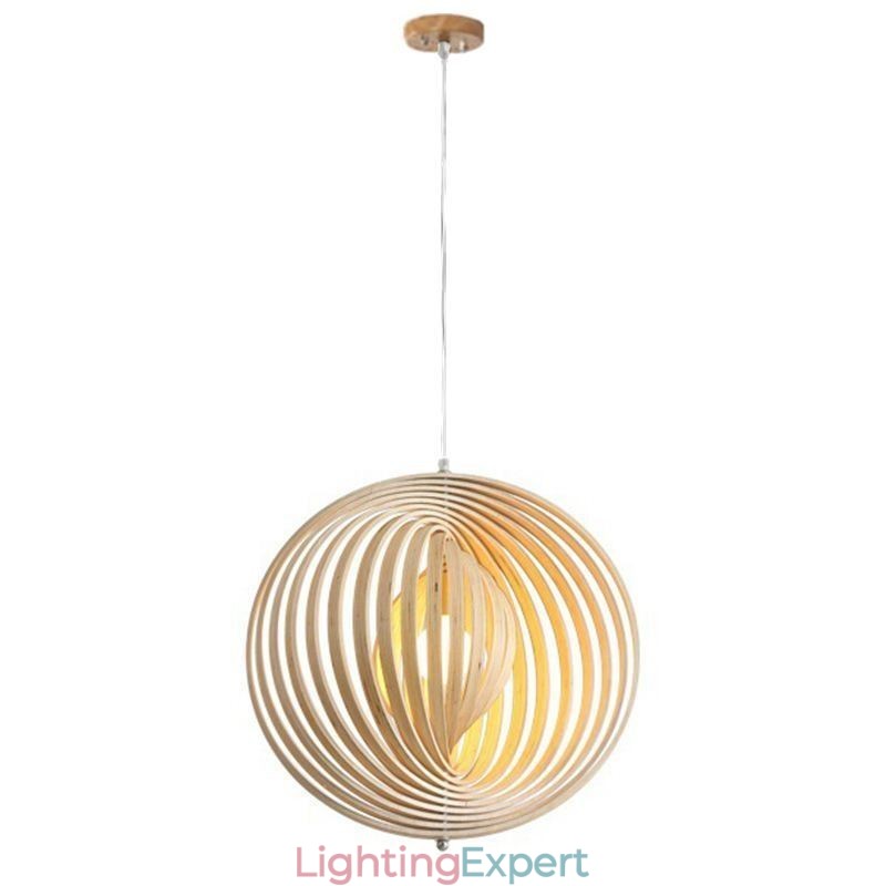 Modern Round Ball Chandelier Basswood Pendant Lamp