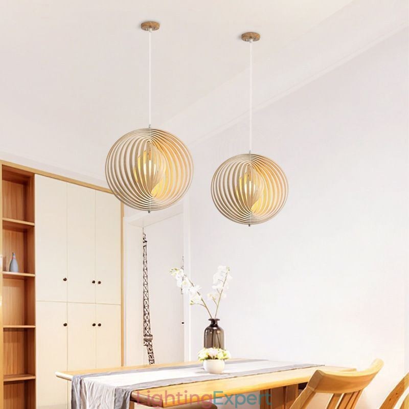 Modern Round Ball Chandelier Basswood Pendant Lamp