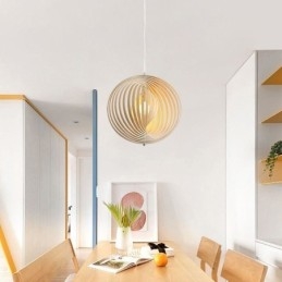 Modern Round Ball Chandelier Basswood Pendant Lamp