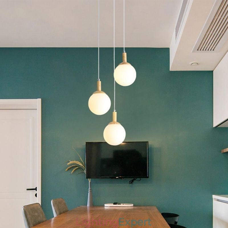Japanese Wooden Pendant Light Nordic Glass Hanging Lamp