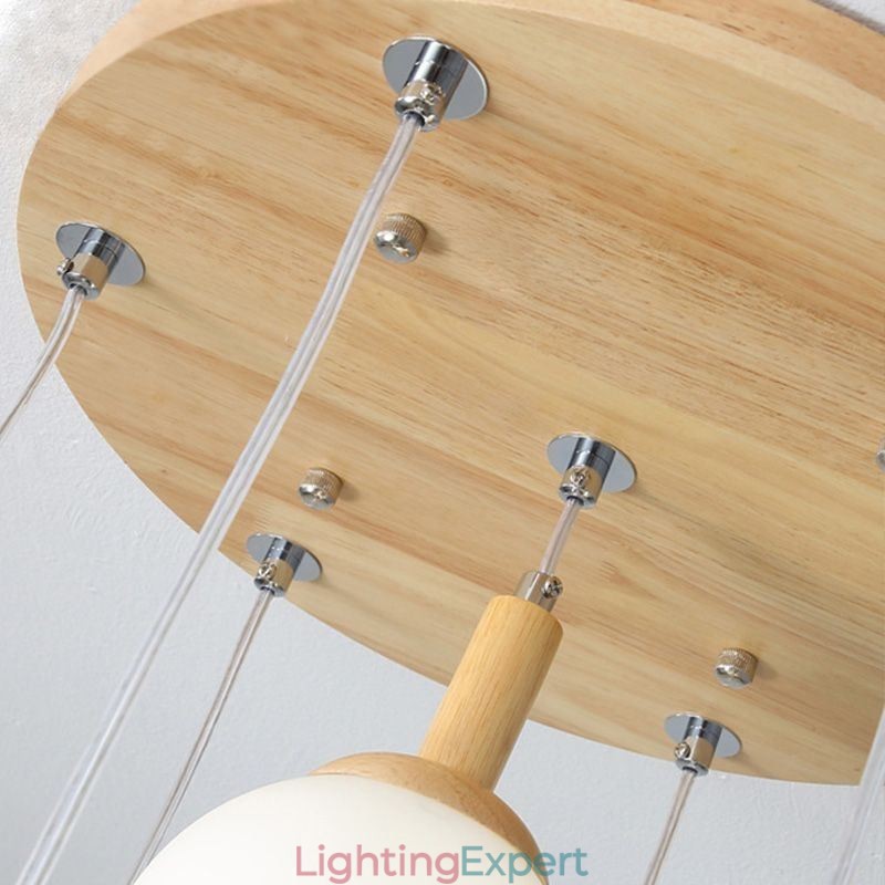 Japanese Wooden Pendant Light Nordic Glass Hanging Lamp
