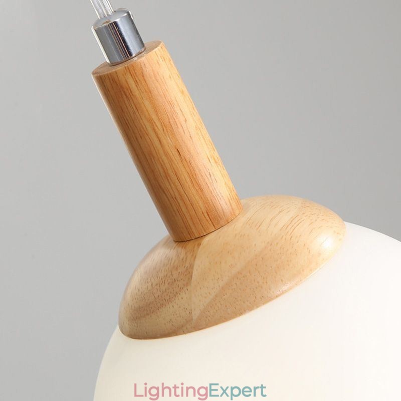 Japanese Wooden Pendant Light Nordic Glass Hanging Lamp