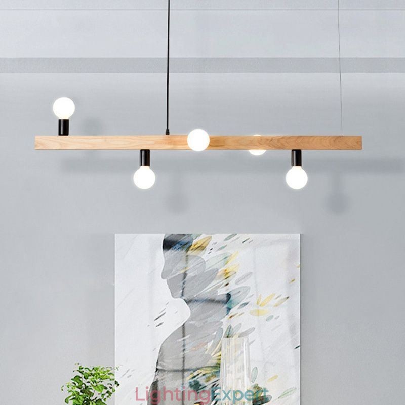 Japanese Wooden Pendant Light Molecule Chandelier