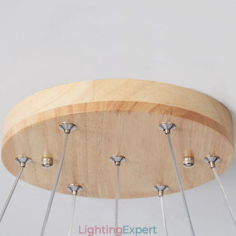 Japanese Wood Chandelier Molecule Pendant Light