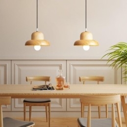 Japanese Wood Pendant Light Hat Hanging Light