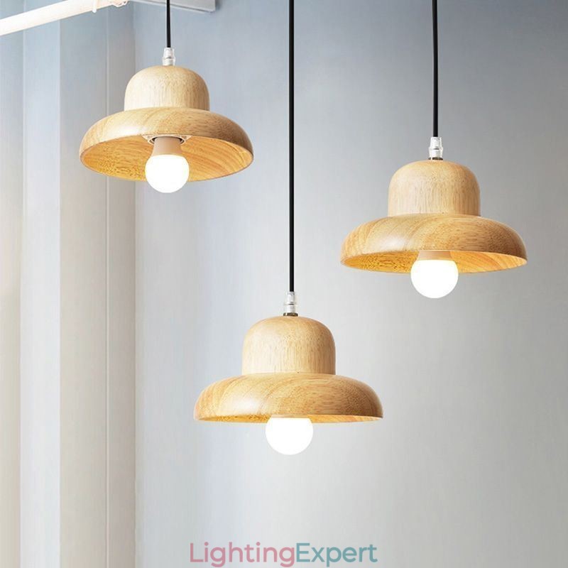 Japanese Wood Pendant Light Hat Hanging Light