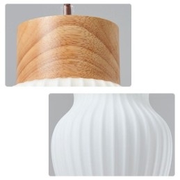 Japanese Wood Pendant Light Glass Kettle Hanging Light