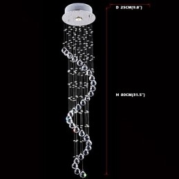 Crystal Pendant Light Chandelier Lighting 1 Lights Silver Canpoy Clear K9 Crystal Helix Ceiling Lamps H80CM