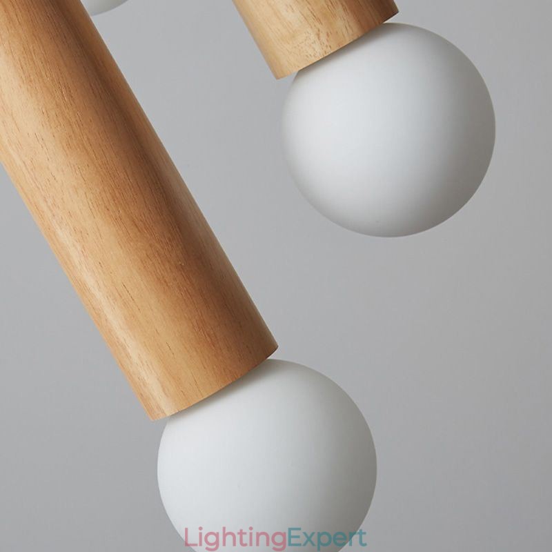 Japanese Wood Pendant Light 6 Lights Hanging Light