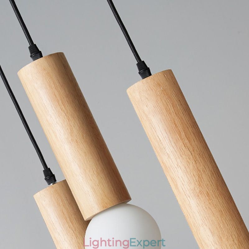 Japanese Wood Pendant Light 3 Lights Hanging Light