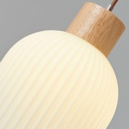 Japanese Wood Pendant Light Glass Lantern Hanging Light