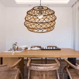 Modern Pastoral Pendant Light Creative Rattan Hanging Light With Foldable Lampshade