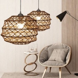 Modern Pastoral Pendant Light Creative Rattan Hanging Light With Foldable Lampshade