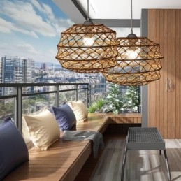 Modern Pastoral Pendant Light Creative Rattan Hanging Light With Foldable Lampshade