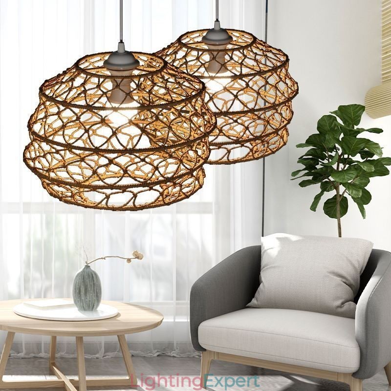 Modern Pastoral Pendant Light Creative Rattan Hanging Light With Foldable Lampshade