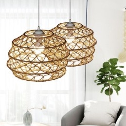 Modern Pastoral Pendant Light Creative Rattan Hanging Light With Foldable Lampshade