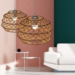 Modern Pastoral Pendant Light Creative Rattan Hanging Light With Foldable Lampshade