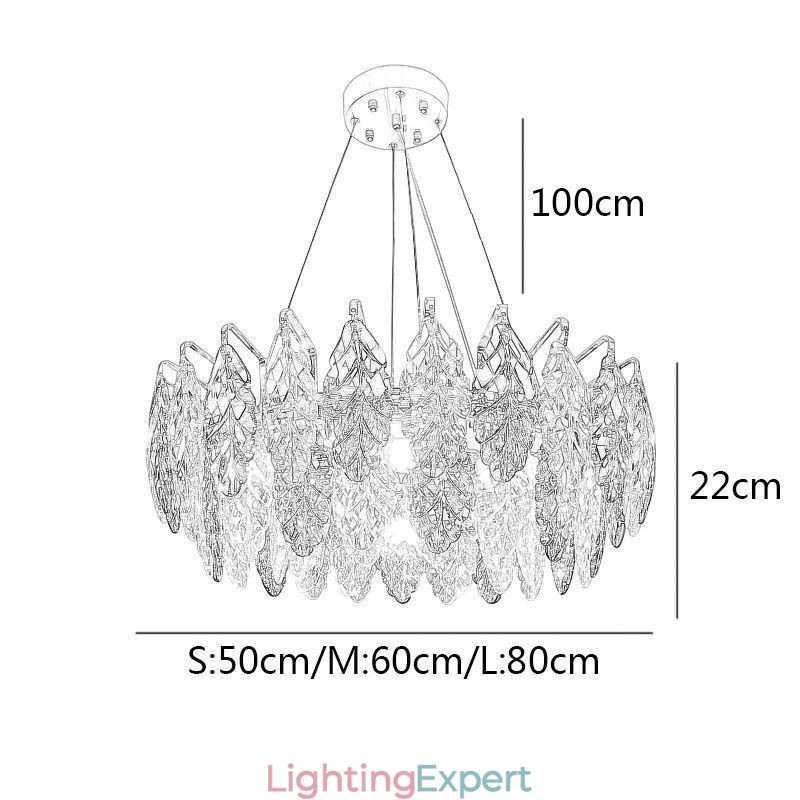 European Iron Pendant Light Creative Glass Leaf Chandelier