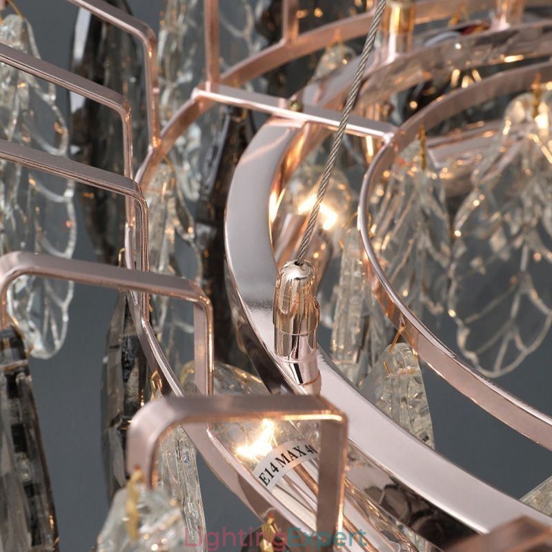European Iron Pendant Light Creative Glass Leaf Chandelier